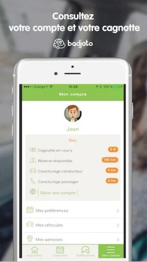 Projet application mobile Android iOS Ionic Badjoto - Ecran Profil
