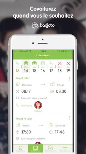 projeto móvil app Android iOS Ionic Badjoto - pantalla Calendrier