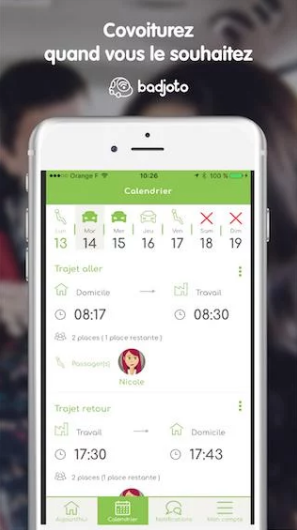 project mobile app Android iOS Ionic Badjoto - Screen Calendrier