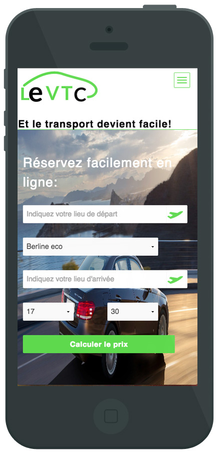 projet leVTC - PHP Foundation - VTC - Ecran mobile