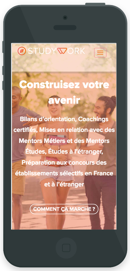 projet Studywork - Bootstrap Symfony - Ecran mobile